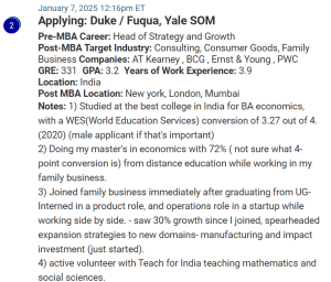 MBA applicant targeting next season, 331 GRE from India.