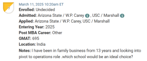 MBA applicant choosing between Arizona / Carey and USC / Marshall.